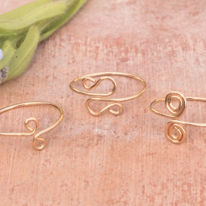 Set of 3 gold toe rings ~ Boho rings set ~ Adjustable gold toe rings ~ Above knuckle rings ~ Mid finger rings ~ Dainty rose gold toe ring