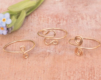 Set of 3 gold toe rings ~ Boho rings set ~ Adjustable gold toe rings ~ Above knuckle rings ~ Mid finger rings ~ Dainty rose gold toe ring