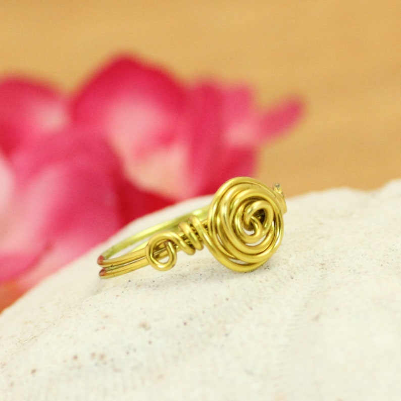 Spiral ring with rosettes Knot ring Knuckle ring Craft wire ring Wire wrapped ring Twisted knotted ring Minimalist pinky ring image 8