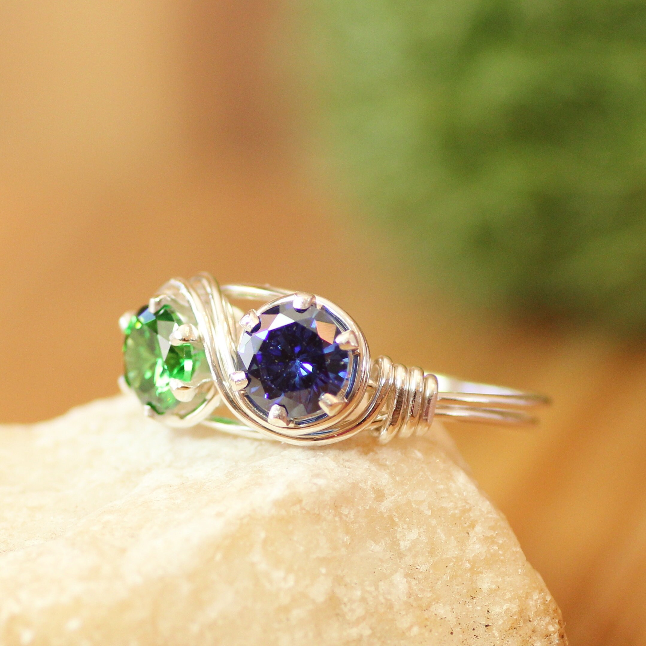 Sterling silver mothers deals ring 2 stones
