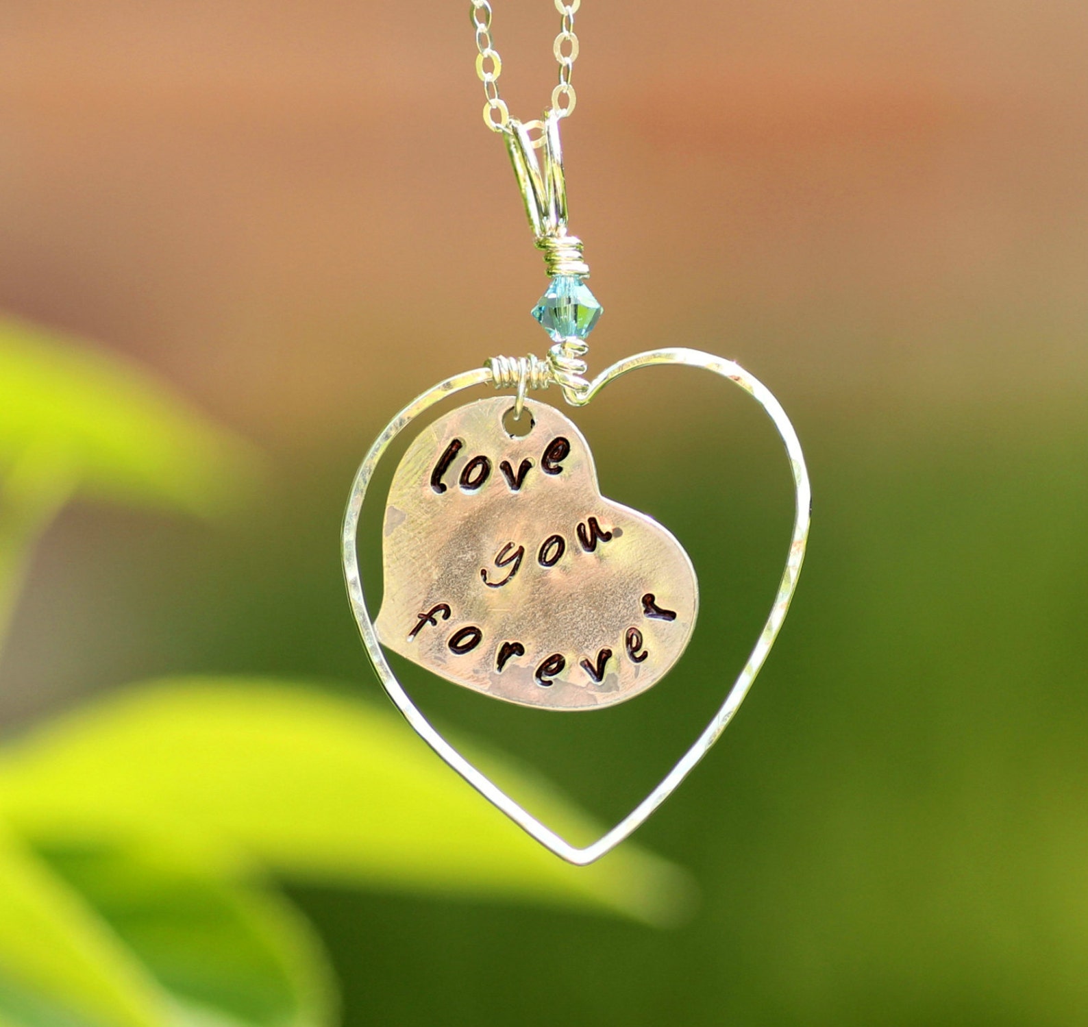 Hand Stamped Heart Necklace love You Forever Etsy