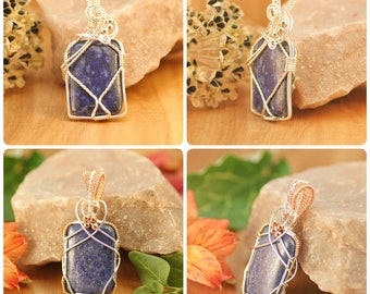 Lapis Lazuli Handmade Wire-Wrapped Pendants in Sterling Silver-Filled ~Natural Gemstone Jewelry ~Gift for women ~Gift for Her ~Throat Chakra