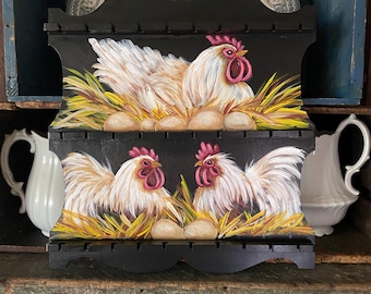 Farmhouse Chicken Coop Painting - Vintage Spoon Rack Repurposed