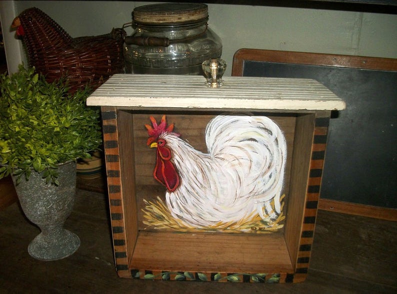 Farmhouse rooster shelf rooster kitchen country decor farm Etsy
