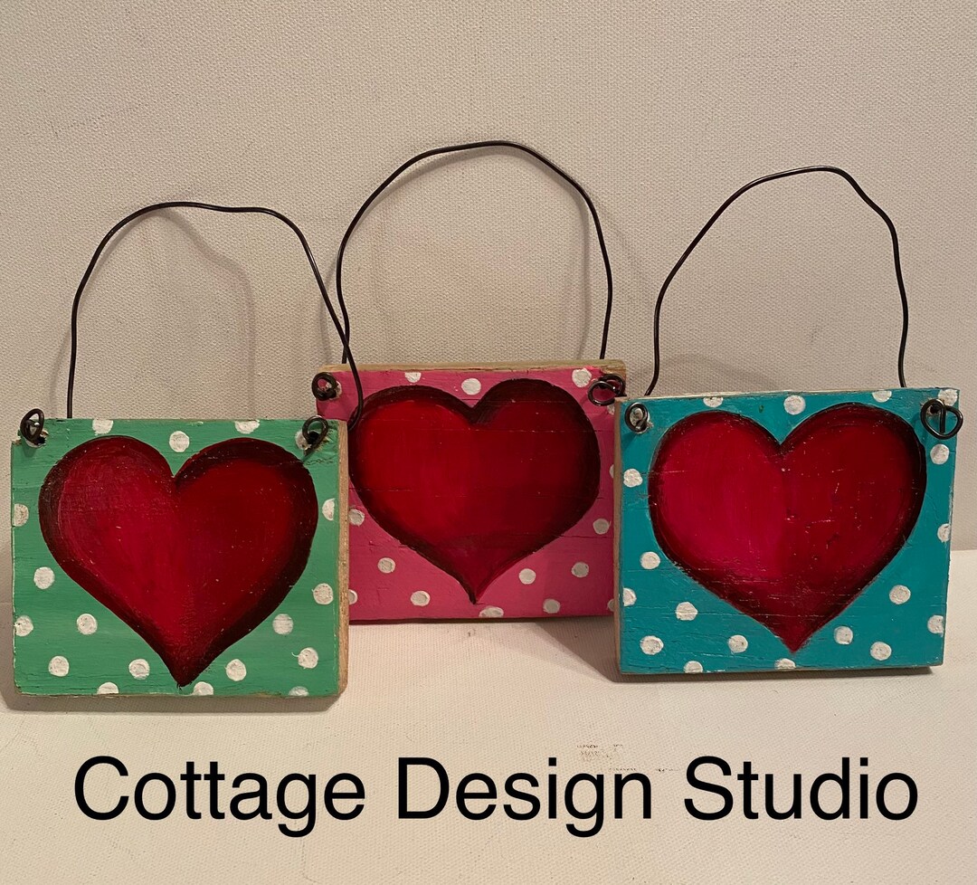 Valentines Wood Hearts, Valentines Gift, Valentine Ornaments, Valentine ...