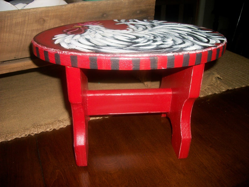 rooster kitchen rooster decor red rooster stool red stool country kitchen decor chic, farmhouse decor vintage stool,little red stool