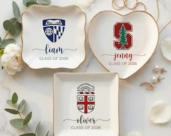 Custom College Logo Trinket Dish, Graduation Jewelry Tray, University Pride Keepsake, Dorm Decor Gift, Alumni Gift, University Ring Dish
