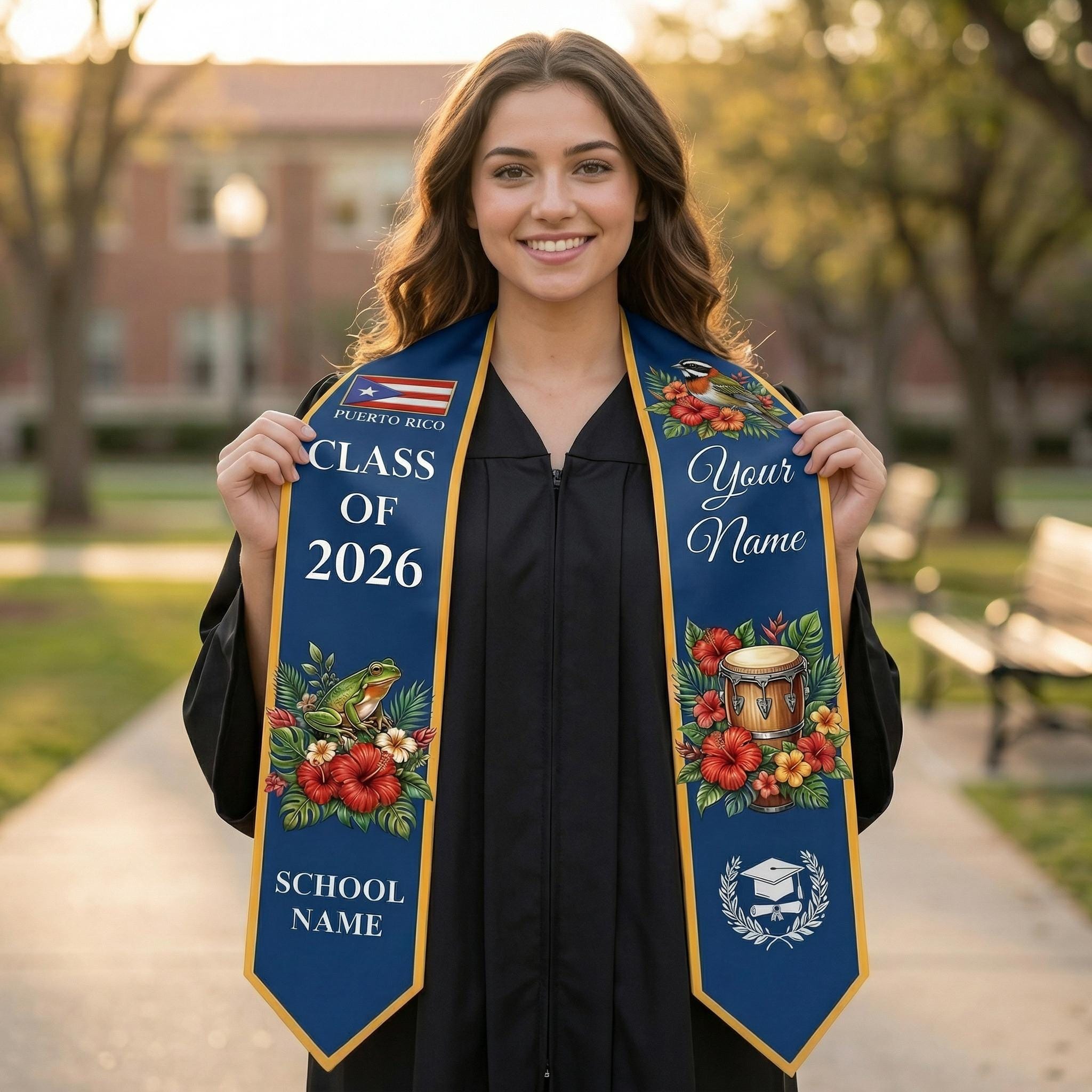Puerto Rican Graduation Personalized Puerto Rican Graduation Stole, Custom Puerto Rico Heritage ...