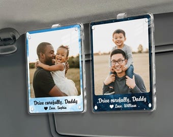Custom Photo Car Visor Clip for Dad, Personalized Father’s Day Gift for Him, Unique Gift from Son or Daughter, Sentimental Keepsake