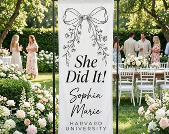 Personalized Cotton Linen Graduation Banner: Custom Party Backdrop Sign with Name & Year for Ceremony Celebration Decor, Graduation Decor.