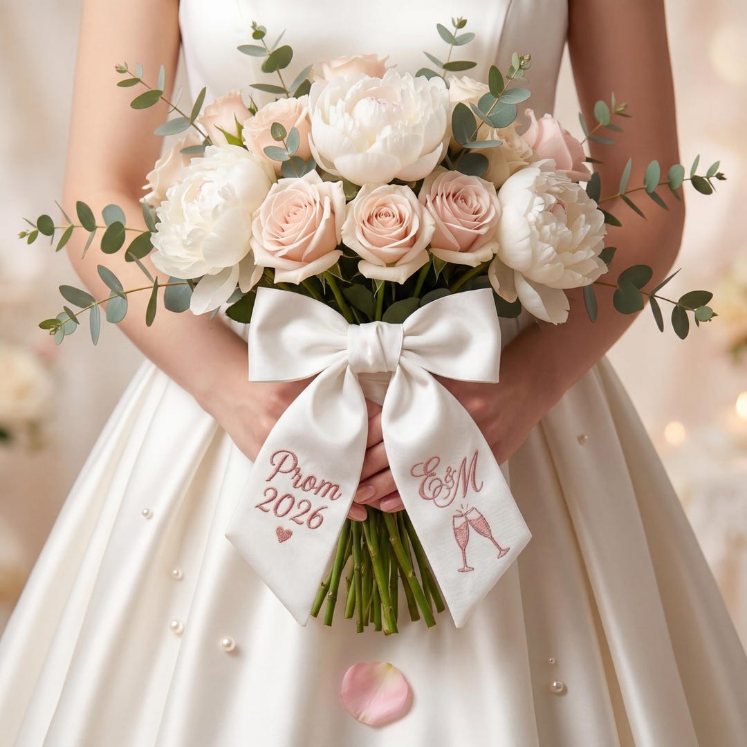 Prom Ribbon Custom Embroidered Prom Bouquet Ribbon Sash, Personalized Monogram ...