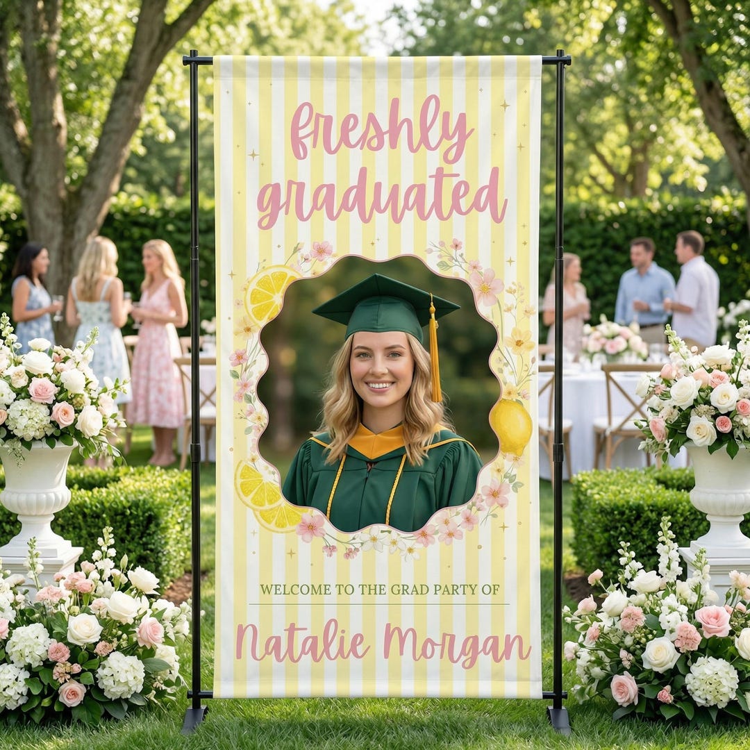 Spring Graduation Linen Graduation Party Personalized Cotton Linen Backdrop Banner, Custom Name ...