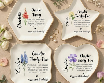 Birthday Gifts for Women, Personalized Jewelry Tray, Elegant Ring Dish for Her, Unique Birthday Keepsake Gift for Women, Ceramic Ring Holder