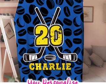 Hockey Blanket Personalized, Hockey Player Blanket Custom, Hockey Number Team Blanket, Personalization Hockey Mom Blanket