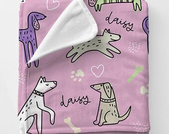 Pink Dog Fleece Blanket, Polar Fleece Blanket, Custom Dog Blanket, Pet Blanket, Dog Face Blanket, Cute Dog Blenket, Dog Personalized Fleece