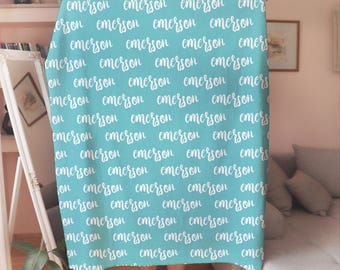 Personalized Name Baby Child Blanket: Soft Minky Fleece Nursery Swaddle, Nursery Blanket
