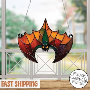 Personalized Gothic Bat Suncatcher, Halloween Bat Ornament, Spooky Bat Halloween Decor, Acrylic Light Catcher Window Hanging, Bat Lover Gift