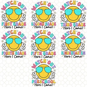 Preppy Back to School Floral Bundle Png, First Day Of School Png, Preppy School Png, School Bundle Png, First/Second/Third Grade Design