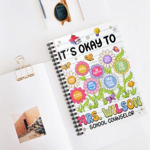 Personalized Teacher Notebook Name, It&#39;s Okey To School Counselor Notebook, Gift for Teacher, Teacher Notebook, Back To School Gift