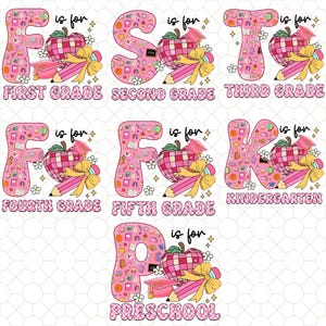 Preppy Back to School Floral Bundle Png, First Day Of School Png, Preppy School Png, School Bundle Png, First/Second/Third Grade Design