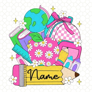 Personalized Back to School Png, Custom Teacher Name Png, Back To School Png, First Day Of School, Custom Your Name Png, New Teacher Png