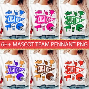 Custom Mascot Team Png Bundle, Colorful Game Day Png, Floral Pennant Flag Png, Preppy School Png, Checkered Star Football Png