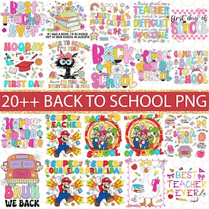 20+Back to School Bundle PNG, Coquette First Day Of School Png, Teacher PNG, Preppy Back To School Png, School Png, First Day Of School Png