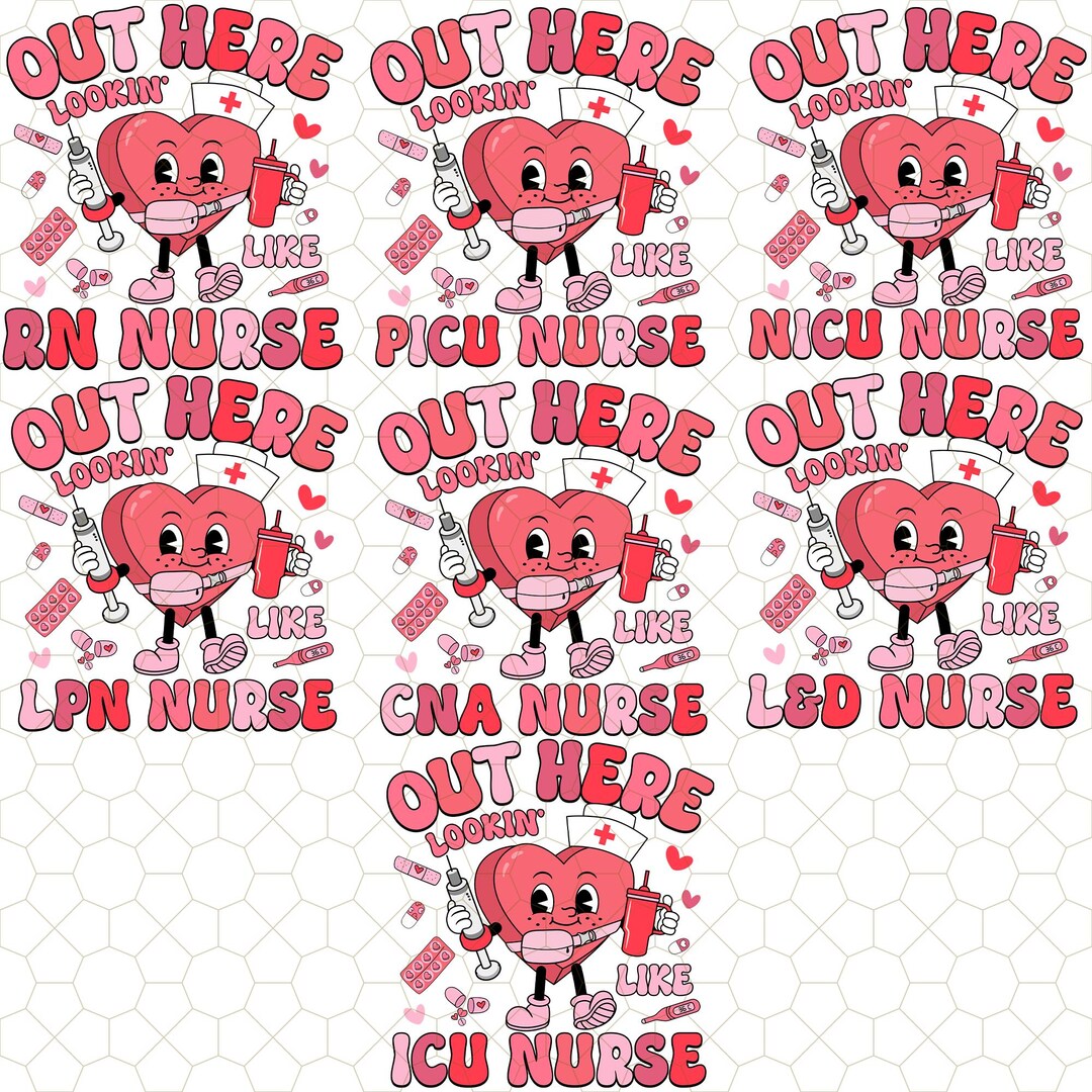 8coquette Valentine Nurse Bundle Png, Nicu ER CNA Valentines Png, Pink ...
