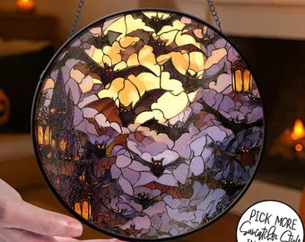 Witcher Castle Stained Glass Suncatcher for Halloween decor, Window Hanging Decor Art Gift Halloween Suncatcher Ornament, Spooky Season Gift
