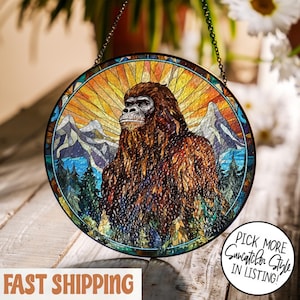 Bigfoot Suncatcher, Sasquatch Cryptid Window Hanging, Home Decoration, Bigfoot Lover, Cryptozoology Creature Gifts, Mystic Lovers