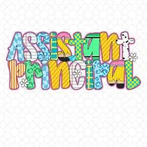 Assistant Principal Custom Name Back To School Preppy Style Png, Back To School Png, First Day School Png, Office Staff Appreciation Gift