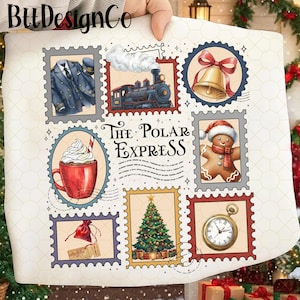 Pola.r Express Stamp Christmas Movie Png, Retro 90s Christmas Movies Png, North Pole Magic Png, Polar Express Christmas Png