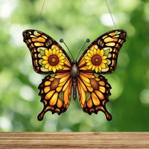 Stained Glass Style Acrylic Butterfly Sun Catcher, Acrylic Window Hangings, Butterfly Lover Gift, Housewarming Gifts, Butterfly Decor
