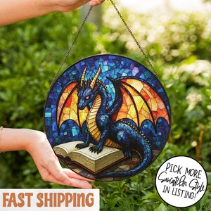 Fourth Wing Dragon Suncatcher, Drangon Stained Glass Sunctacher, Onyx Storm Brave The Dark Window Hanging, Basgiath War College Home Decor