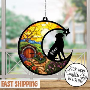 Custom Dog Portrait Stained Glass Suncatcher, Pet Memorial Stained Glass Photo Suncatcher, Dog Memorial Gift, Dog Loss, Pet Loss Gift
