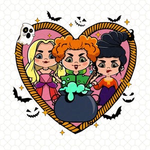 Cartoon Hocu Pocu Charaktere Halloween Png, Halloween Witches Club Png, Retro Hexenfilm, Halloween Filme Charaktere, Sanderson Schwestern Png