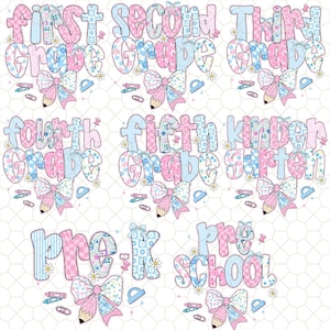 Preppy Back to School Bundle PNG, Coquette Teacher First Day of School Shirt Design, Girly Checkered Sublimation, Pre-k 1st/2nd/3rd Grade