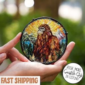 Bigfoot Stained Glass Sun Catcher Sasquatch LightCatcher Cryptid Window Hanging Home Decoration Bigfoot Lover Cryptozoology Creature