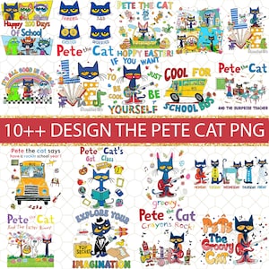20+Retro Pete The Cat Pngs, The Groovy Pe.te Cat Bundle Png, Pete The Cat Love PNG, Black Cat Png, Back to School Png,Children's Book Png