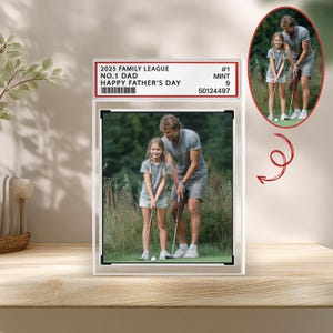 Bloc acrylique personnalisé pour photo de golf – Cadeau personnalisé pour la fête des pères 2025 avec image réelle, présentoir de cartes de sport pour papa n° 1 pour papa amateur de golf