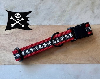 3/4" Pirate Dog Collar | Skull and Crossbones Dog Collar