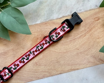 1/2" Pink Cherry Small Dog Collar | Puppy Collar