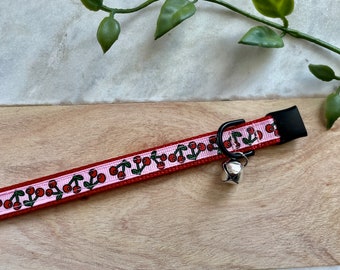 Pink Cherry Cat Collar | Breakaway Safety Clip