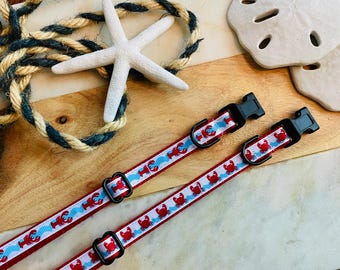Nautical Beach Small Dog Collar | Lobster or Crab | Puppy Collar