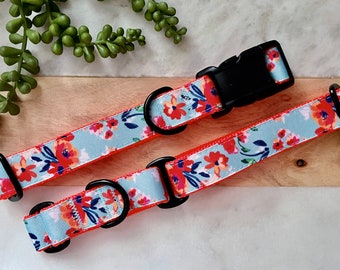 1" Bright Floral Large Dog Collar