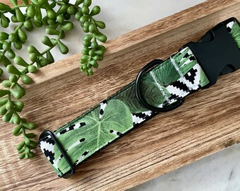 1.5" Monstera Wide Dog Collar