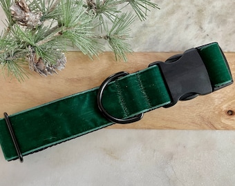 1.5" Green Velvet Wide Dog Collar