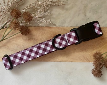 1" Fall Gingham Large Dog Collar