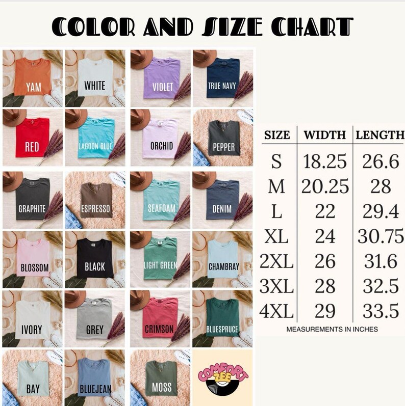 the color and size chart for a women's t - shirt