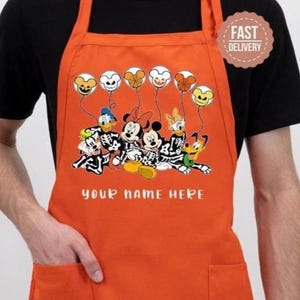 Custom Disney Kitchen Apron, Personalized Apron, Halloween Apron,Custom Name Apron, Mom Apron, Baking Apron, Baking Gift, Chef Apron Gift
